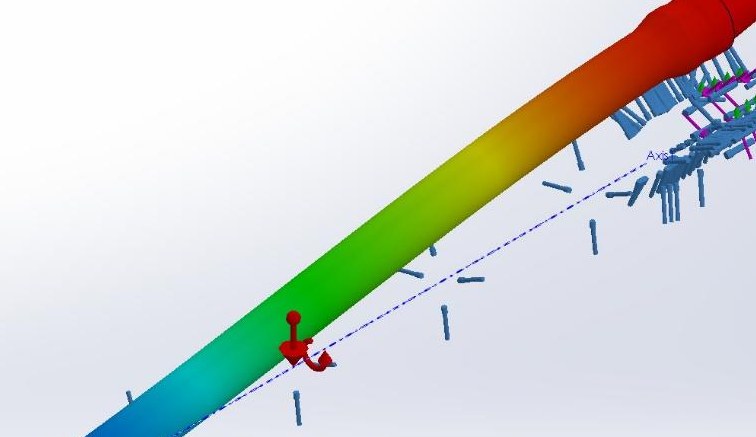 FEA displacement contour of a downhole tool component